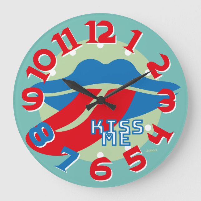 RELOJ REDONDO GRANDE LOVE ART KLOCK KISS ME BY MASANSER (Anverso)