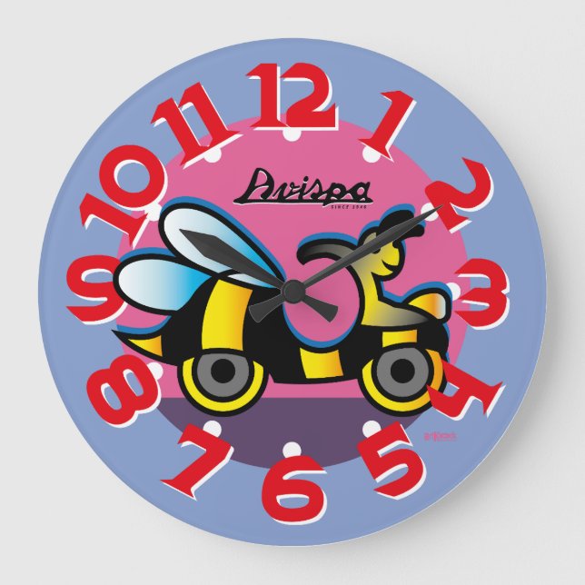 RELOJ REDONDO GRANDE LOVE ART KLOCK MOTORCYCLE AVISPA BY MASANSER (Anverso)