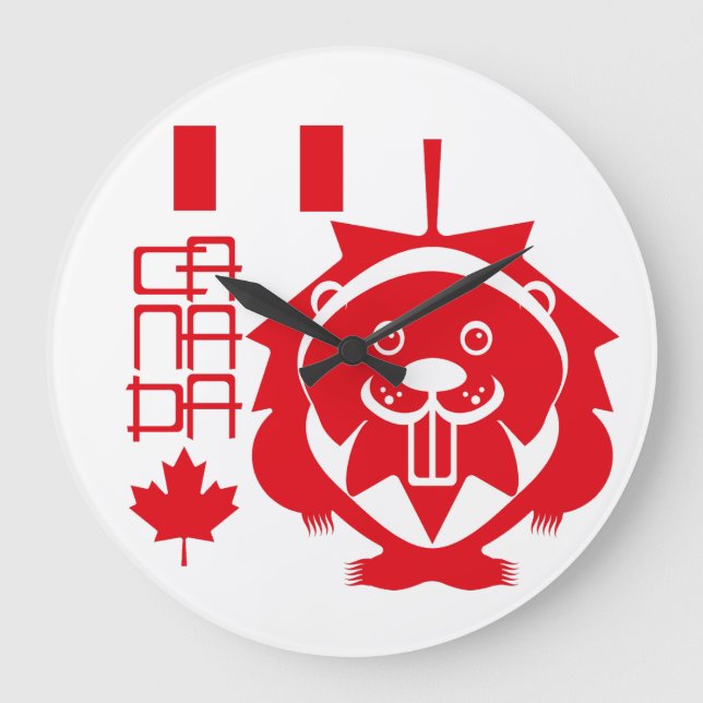 Reloj Redondo Grande  LOVE Castor/ Maple Bandera Canada by Masanser (Anverso)