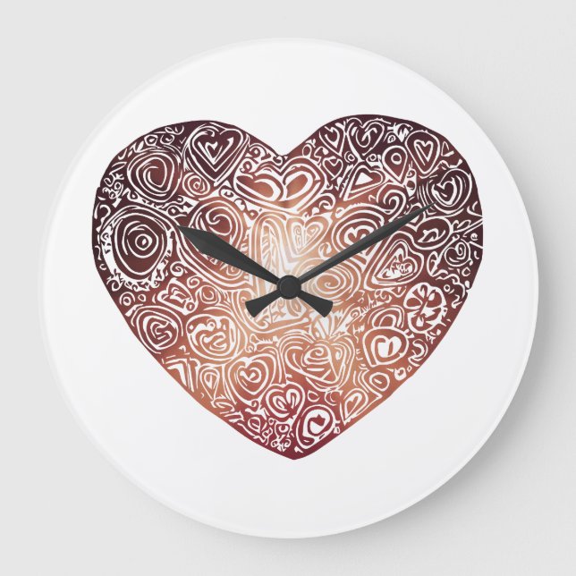 Reloj Redondo Grande Love Doodle Heart Abstract Art (Anverso)