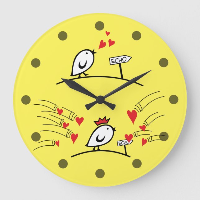 Reloj Redondo Grande LOVE ECHO - Aves cómicas Tweetlercools 1 (Anverso)