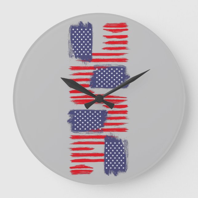 RELOJ REDONDO GRANDE LOVE FLAG USA/EEUU TEXT BRUSH STROKE BY MASANSER P (Anverso)