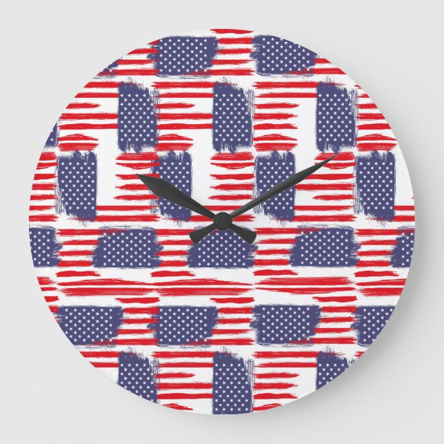 RELOJ REDONDO GRANDE LOVE FLAG USA/EEUU TEXT BRUSH STROKE BY MASANSER P (Anverso)