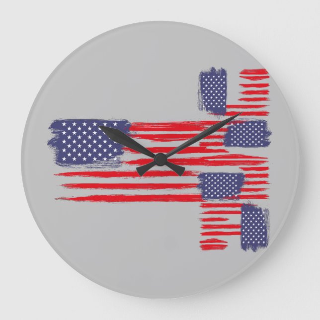 RELOJ REDONDO GRANDE LOVE FLAG USA/EEUU TEXT BRUSH STROKE BY MASANSER P (Anverso)