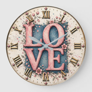 Reloj Redondo Grande LOVE Floral Romantic Pink Flower