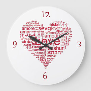 RELOJ REDONDO GRANDE ***LOVE IN MANY LANGUAGES*** FUN CLOCK