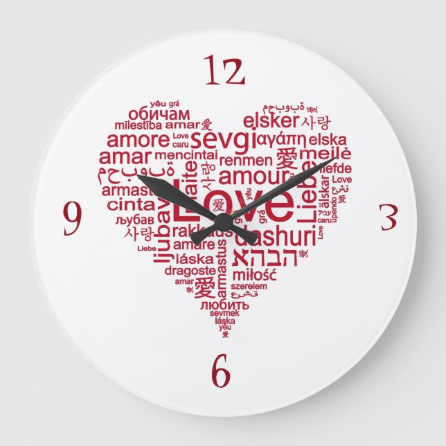 RELOJ REDONDO GRANDE ***LOVE IN MANY LANGUAGES*** FUN CLOCK (Anverso)