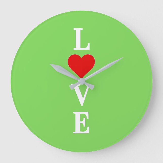 Reloj Redondo Grande LOVE Lime Green (Anverso)