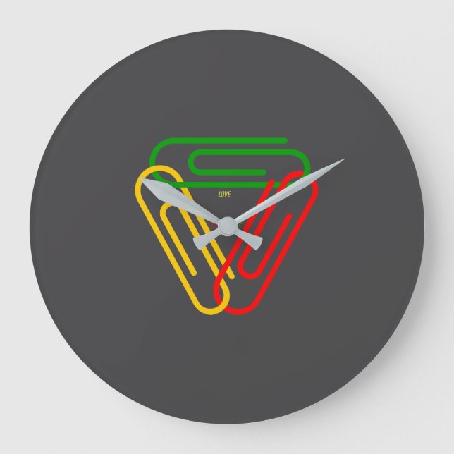 Reloj Redondo Grande Love - Peace - Unity (Anverso)