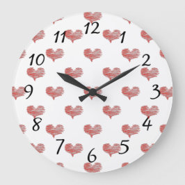 Reloj Redondo Grande Love Valentine's Day Red Heart Sketch