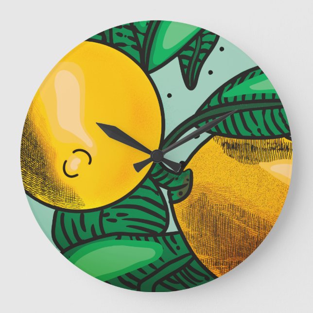 Reloj Redondo Grande Lovely Lemons Oven Mitt and Pot Holders (Anverso)