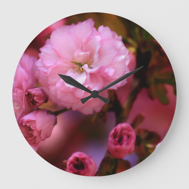 Reloj Redondo Grande Lovely Spring Pink Cherry Blossoms (Anverso)