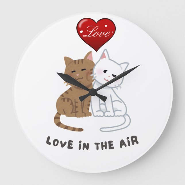 Reloj Redondo Grande Lovers' Cat Wall Clock (Anverso)
