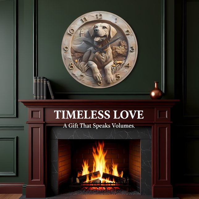 Reloj Redondo Grande Loyal Labrador Sculpted Stone Style (Subido por el creador)