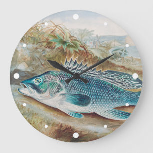 Reloj Redondo Grande Lubina por S.A. Kilbourne, Pescado Antiguo