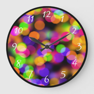 Reloj Redondo Grande Luces brillantes y resplandecientes fondo bokeh