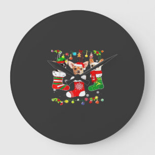 Reloj Redondo Grande Luces de Navidad de Chihuahua T-Shirt Clásico de P