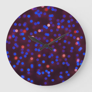 Reloj Redondo Grande Luces de navidad, fondo festivo, borroso.