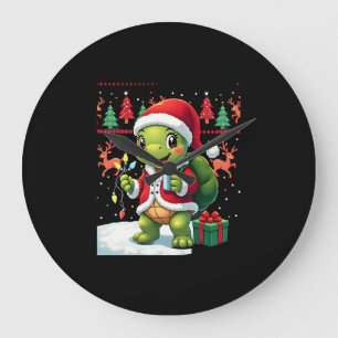 Reloj Redondo Grande Luces de Navidad Tortuga Santa Feo Tortuga Navidad
