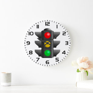 Reloj Redondo Grande Luces de Tráfico Rojo Amarillo Verde Señal
