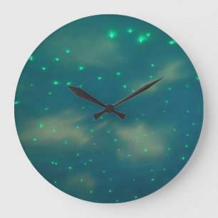 Reloj Redondo Grande Luces del cielo azul de bonito