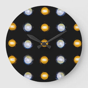 Reloj Redondo Grande Luces LED, cerrar fondo abstracto.