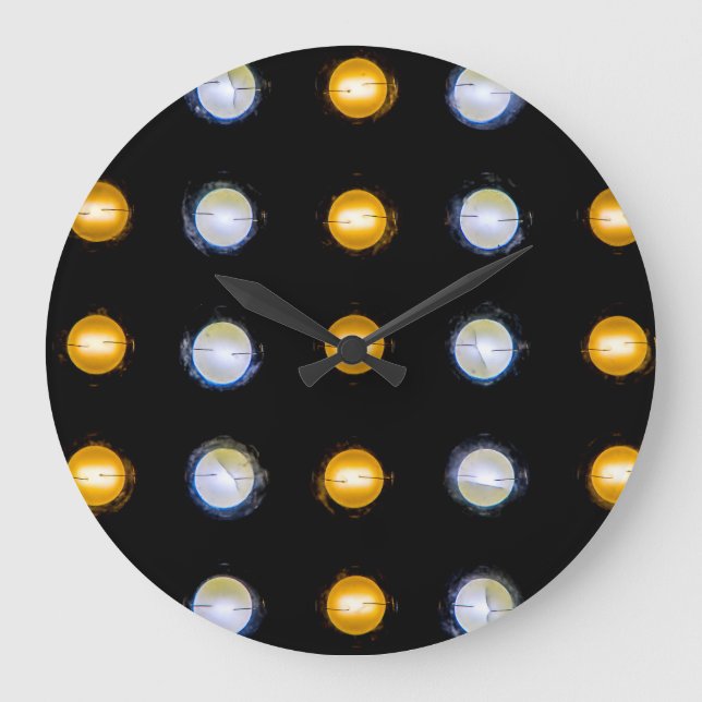 Reloj Redondo Grande Luces LED, cerrar fondo abstracto. (Anverso)