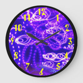 Reloj Redondo Grande Luces púrpuras azules en el movimiento