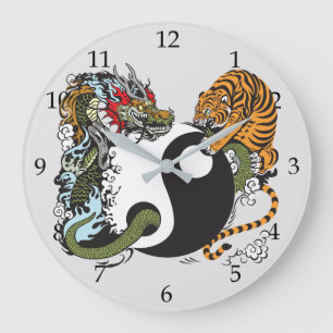 Reloj Redondo Grande lucha del dragón y del tigre