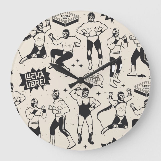 Reloj Redondo Grande Lucha libre: patrón de lucha mexicana (Anverso)