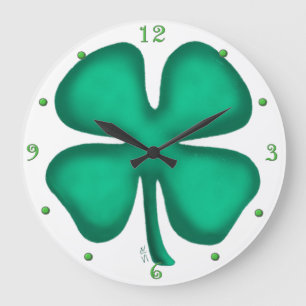 Reloj Redondo Grande Lucky 4 Leaf Irish Clover reloj grande de pared