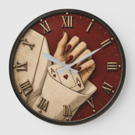 Reloj Redondo Grande Lucky Card Queen Elegant Playing Cards Casino Art