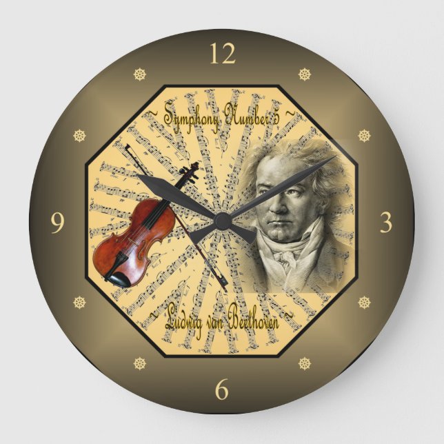 Reloj Redondo Grande Ludwig van Beethoven ~ Compositor alemán ~ Pianist (Anverso)