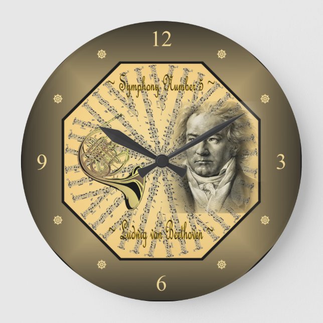 Reloj Redondo Grande Ludwig van Beethoven ~ German Composer ~ Pianist ~ (Anverso)