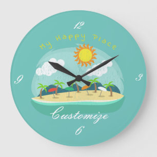 Reloj Redondo Grande Lugar feliz Thunder_Cove de la playa