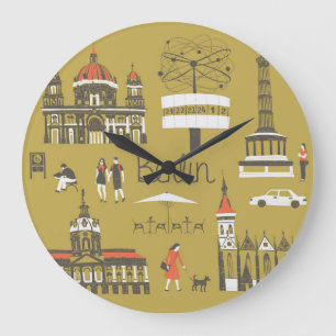 Reloj Redondo Grande Lugares emblemáticos de Berlín, Ilustracion monume