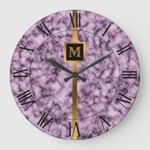 Reloj Redondo Grande Lujo Elegante Moderno Mármol Negro Dorado