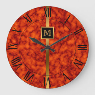 Reloj Redondo Grande Lujo Elegante Moderno Mármol Negro Dorado