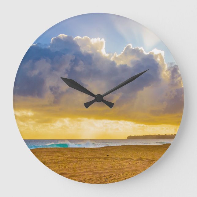 Reloj Redondo Grande Lumahai Beach, Kauai, Hawaii (Anverso)