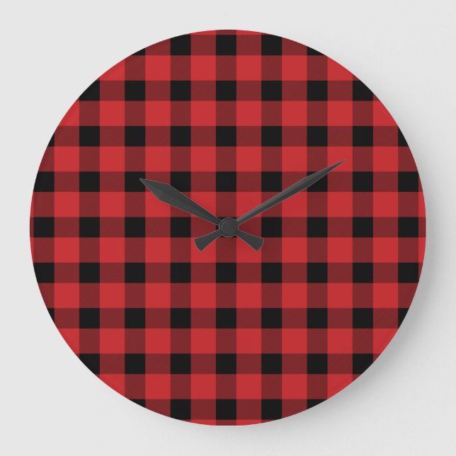 Reloj Redondo Grande Lumberjack Red Buffalo Country Plaid (Anverso)