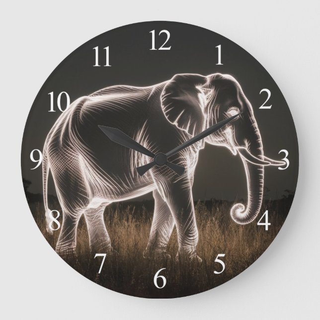 Reloj Redondo Grande Luminosa Elephant Silhouette (Anverso)