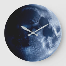 Reloj Redondo Grande Luna Llena Azul Espacio Celestial Astronomía