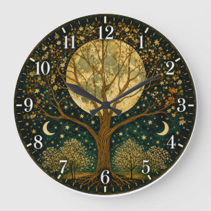 Reloj Redondo Grande Luna Llena del Árbol de la Vida