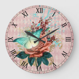 Reloj Redondo Grande Luna Moth Bouquet