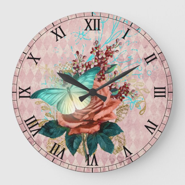 Reloj Redondo Grande Luna Moth Bouquet (Anverso)