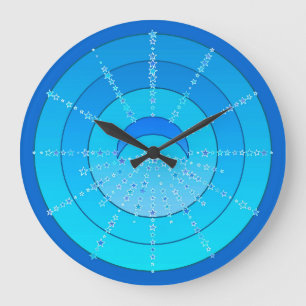 Reloj Redondo Grande Luna y estrellas Mandala - Azul y Aqua
