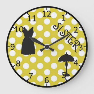 Reloj Redondo Grande Lunares amarillos