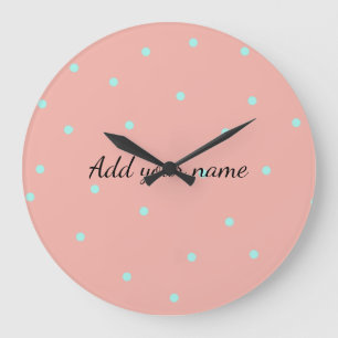 Reloj Redondo Grande Lunares azules naranjas abstractos agregar texto d