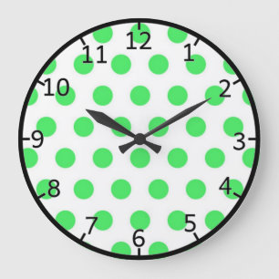Reloj Redondo Grande Lunares de la verde menta