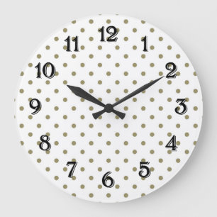Reloj Redondo Grande Lunares Dorados Elegantes